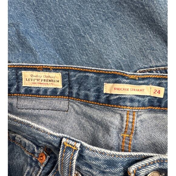 Levi's Ribcage Straight Women's Ankle Jeans in At The Ready Medium Wash Sz 24 - Picture 6 of 14